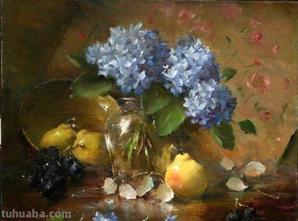 一组很不错的静物花卉油画