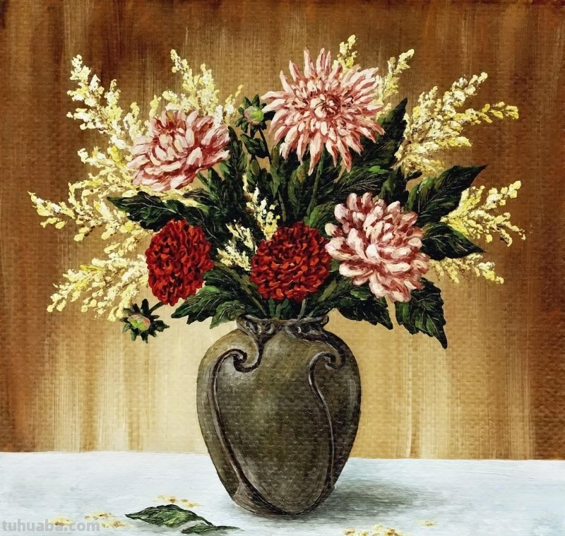 一组很不错的静物花卉油画