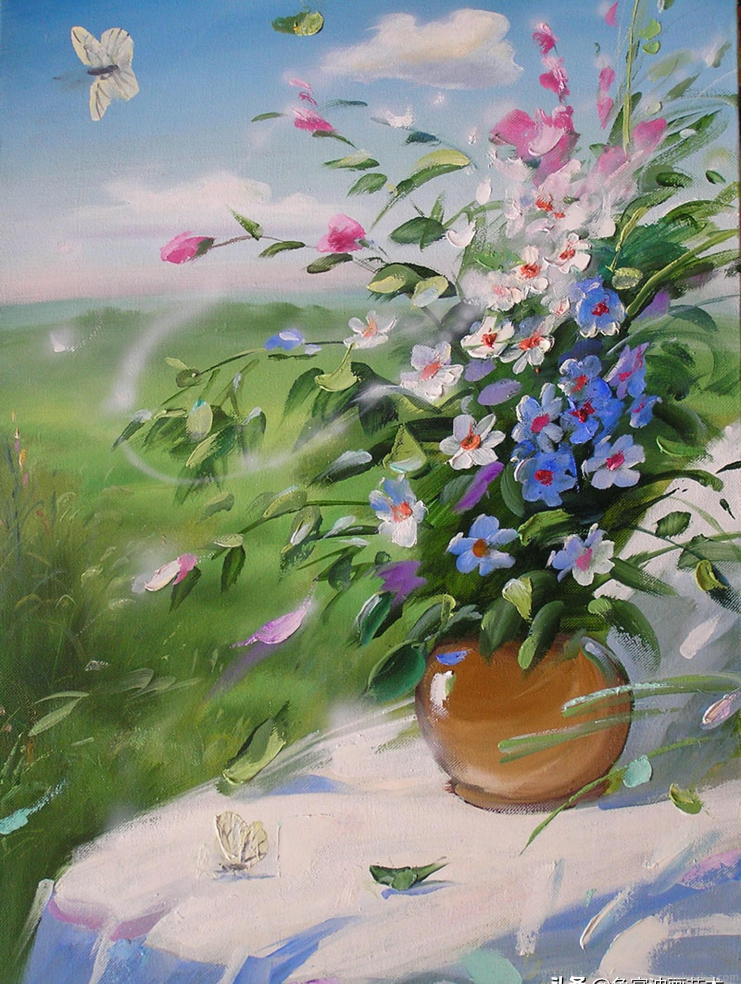 一组很不错的静物花卉油画
