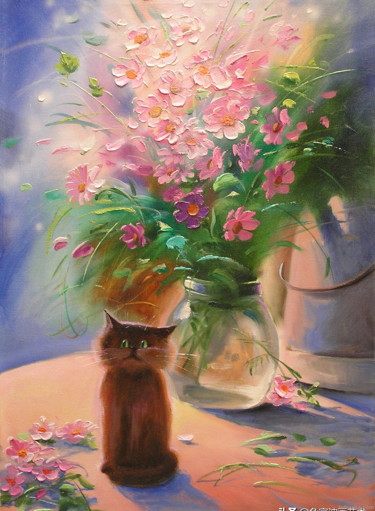 一组很不错的静物花卉油画