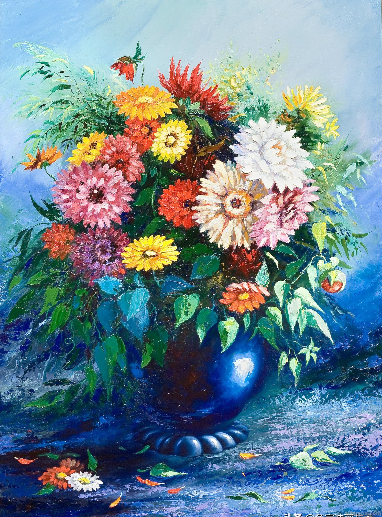 一组很不错的静物花卉油画