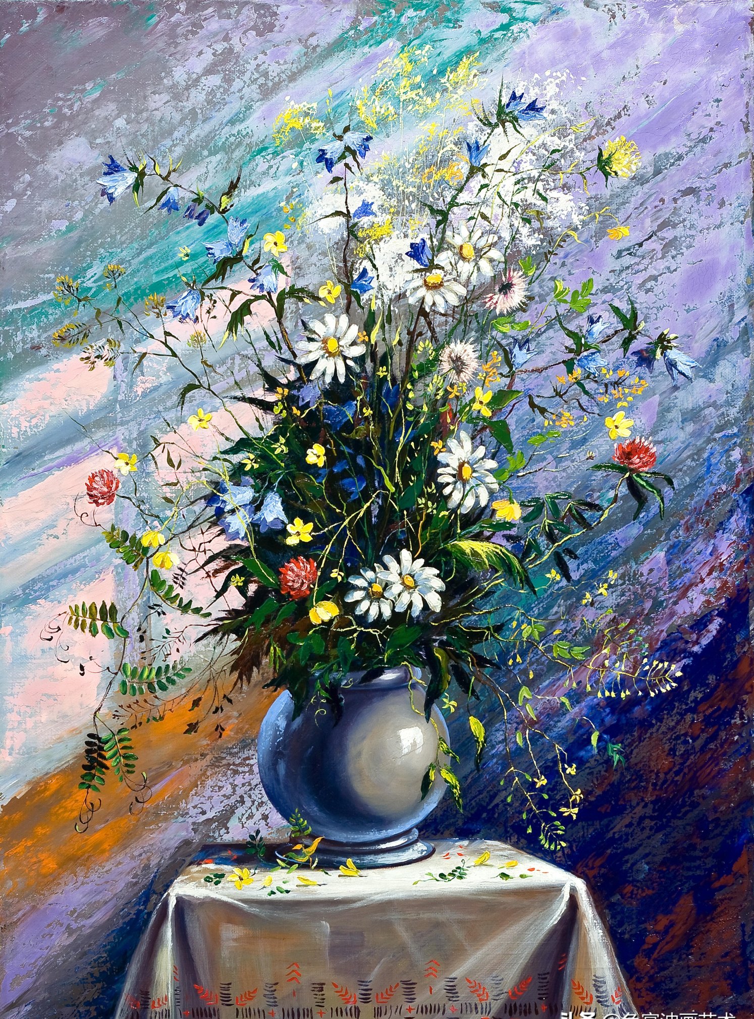 一组很不错的静物花卉油画