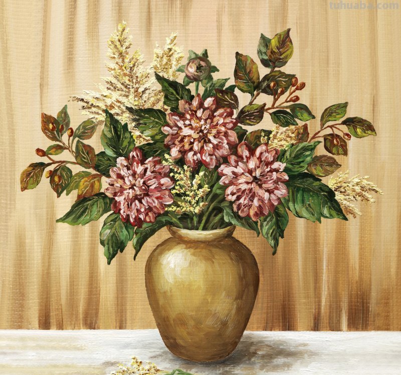 一组很不错的静物花卉油画