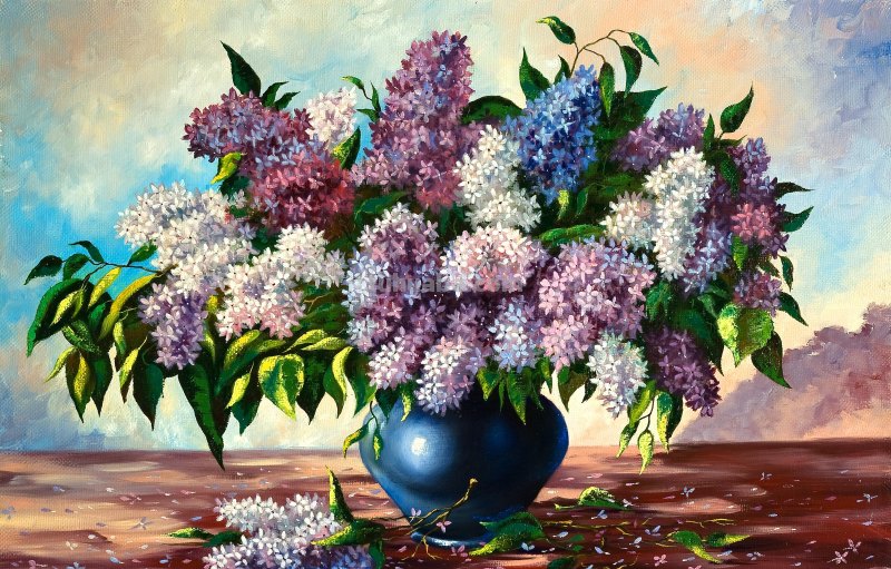 一组很不错的静物花卉油画