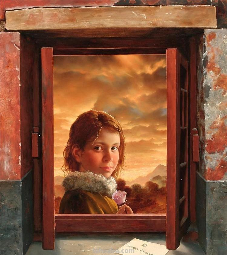 俄罗斯画家阿勒森笔下的少女出浴油画人体油画作品欣赏