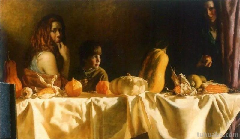 俄罗斯画家阿勒森笔下的少女出浴油画人体油画作品欣赏