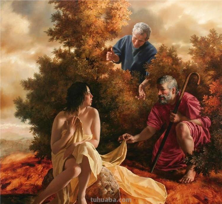 俄罗斯画家阿勒森笔下的少女出浴油画人体油画作品欣赏