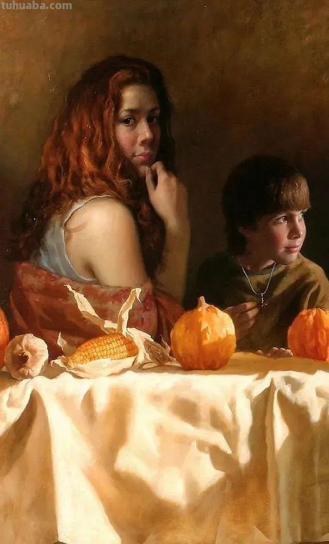 俄罗斯画家阿勒森笔下的少女出浴油画人体油画作品欣赏