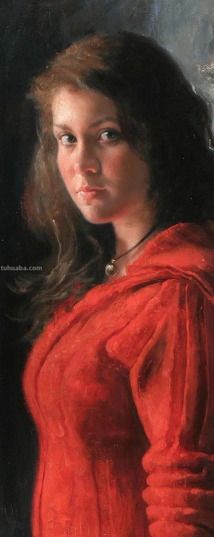 俄罗斯画家阿勒森笔下的少女出浴油画人体油画作品欣赏