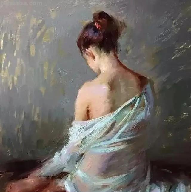 俄罗斯画家阿勒森笔下的少女出浴油画人体油画作品欣赏