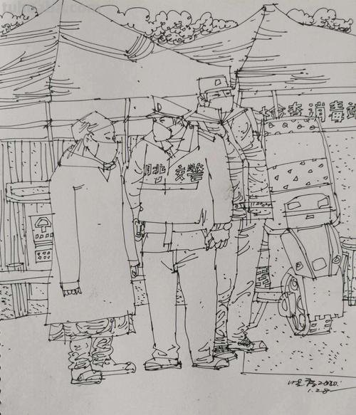 对抗疫情速写 怎么画穿防护服的医生的钢笔速写?