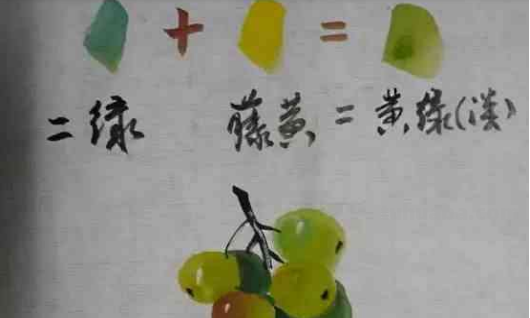 国画葡萄的颜色怎么调?