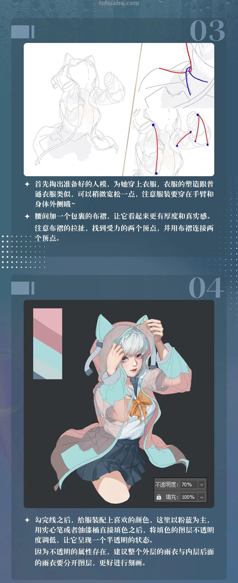 「绘画教程」如何绘制半透明的雨衣（服装教程）