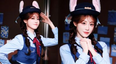 7位女明星cos疯狂动物城兔子警官，赵丽颖好可爱，杨幂御姐大长腿 - 图画吧TUHUABA