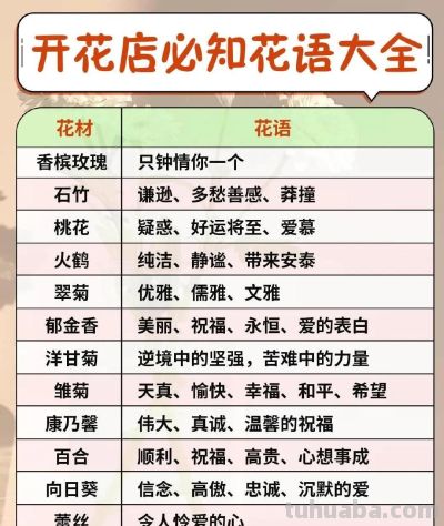 开花店必备 花语大全 花艺师人手一份 ​​​ - 图画吧TUHUABA