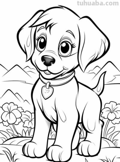 狗狗的简笔画线稿，收藏备用 - 图画吧TUHUABA