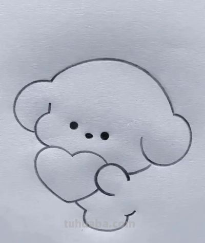 一笔一划，快来画一画可可爱的狗狗简笔画 - 图画吧TUHUABA