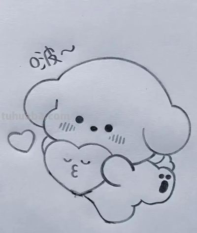 一笔一划，快来画一画可可爱的狗狗简笔画 - 图画吧TUHUABA