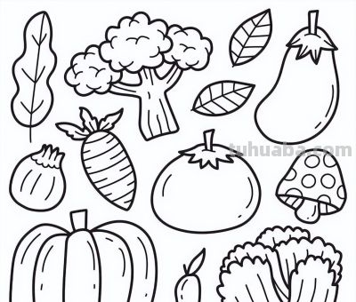 100个水果蔬菜线稿资料，收藏备用 - 图画吧TUHUABA