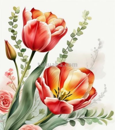 简约 线条 花朵 - 图画吧TUHUABA