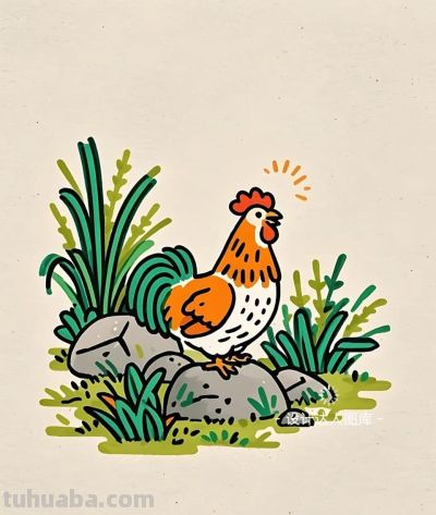 简笔画｜简约插画｜鸡 - 图画吧TUHUABA