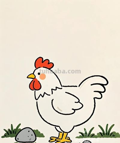简笔画｜简约插画｜鸡 - 图画吧TUHUABA