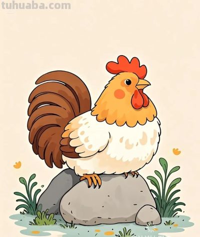 简笔画｜简约插画｜鸡 - 图画吧TUHUABA