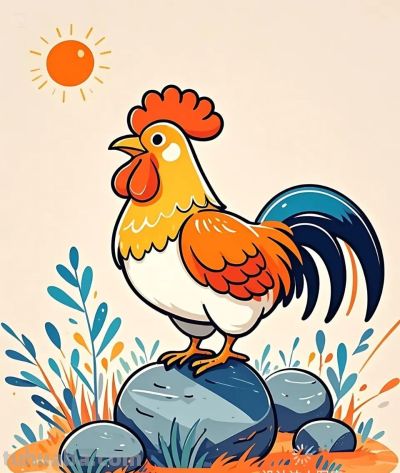 简笔画｜简约插画｜鸡 - 图画吧TUHUABA