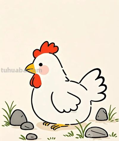 简笔画｜简约插画｜鸡 - 图画吧TUHUABA