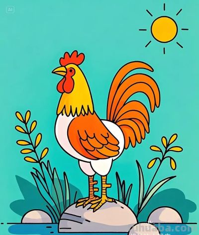 简笔画｜简约插画｜鸡 - 图画吧TUHUABA