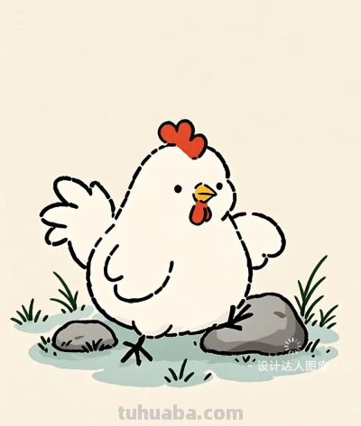 简笔画｜简约插画｜鸡 - 图画吧TUHUABA