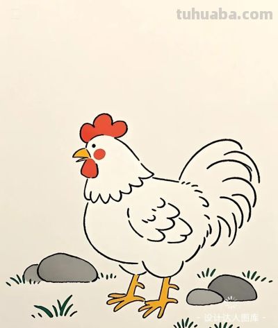 简笔画｜简约插画｜鸡 - 图画吧TUHUABA
