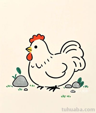 简笔画｜简约插画｜鸡 - 图画吧TUHUABA