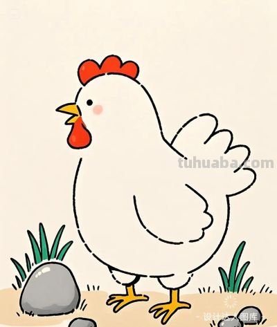 简笔画｜简约插画｜鸡 - 图画吧TUHUABA