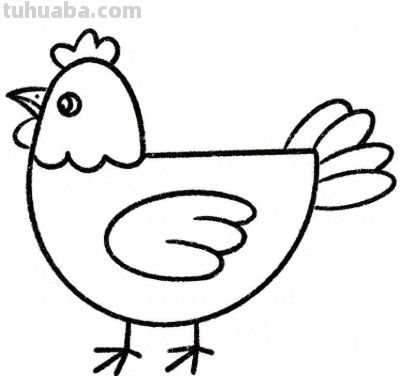 儿童简笔画《大公鸡》 - 图画吧TUHUABA