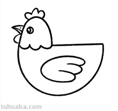 儿童简笔画《大公鸡》 - 图画吧TUHUABA