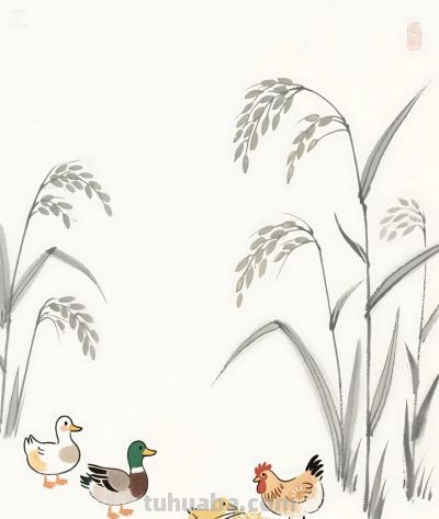 太太太治愈了，稻田里偷吃的鸡鸭，太和谐了 - 图画吧TUHUABA