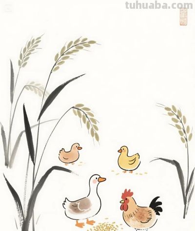 太太太治愈了，稻田里偷吃的鸡鸭，太和谐了 - 图画吧TUHUABA