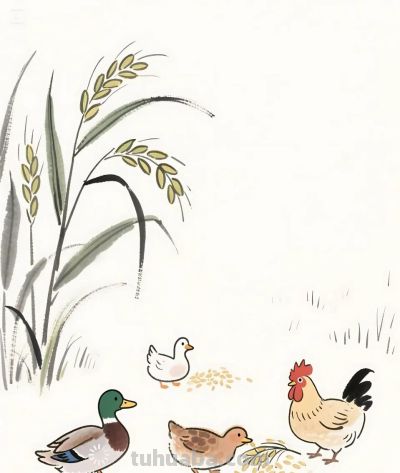 太太太治愈了，稻田里偷吃的鸡鸭，太和谐了 - 图画吧TUHUABA