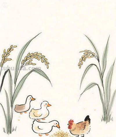 太太太治愈了，稻田里偷吃的鸡鸭，太和谐了 - 图画吧TUHUABA