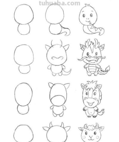 给孩子收藏！32种动物简笔画教程 - 图画吧TUHUABA