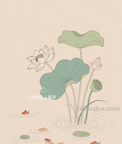 简约插画｜简笔画｜荷池里的小鱼