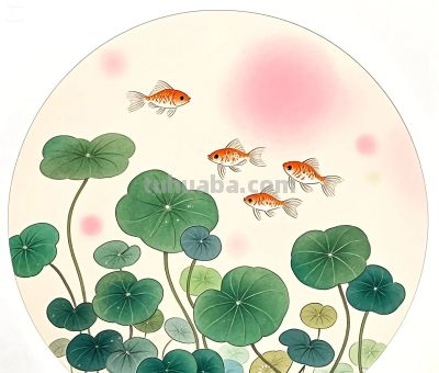简约插画｜铜钱草和小鱼 - 图画吧TUHUABA