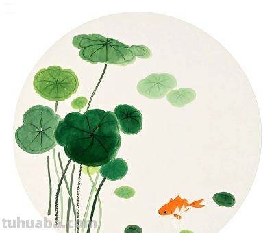 简约插画｜铜钱草和小鱼 - 图画吧TUHUABA