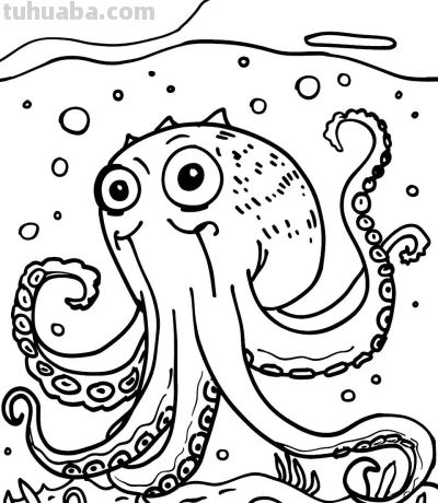 海洋动物简笔画的手绘线稿资料 - 图画吧TUHUABA
