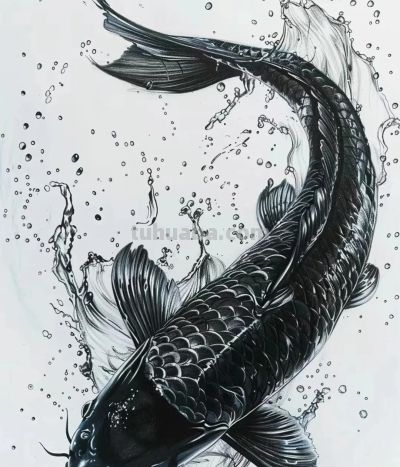 国风手绘锦鲤简笔画 - 图画吧TUHUABA
