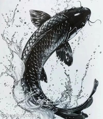国风手绘锦鲤简笔画 - 图画吧TUHUABA