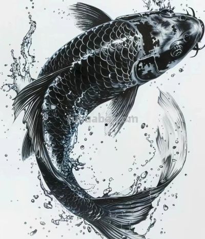 国风手绘锦鲤简笔画 - 图画吧TUHUABA