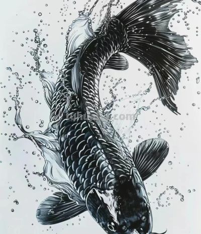 国风手绘锦鲤简笔画 - 图画吧TUHUABA