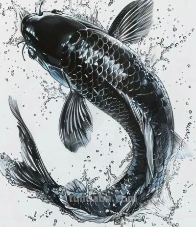 国风手绘锦鲤简笔画 - 图画吧TUHUABA